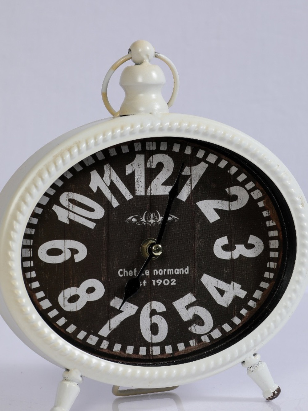 Vintage French Rustic Iron and Glass Oval Clock